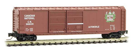 Micro-Trains 50 Double-Door Boxcar - Ready to Run Canadian National 598035 (Boxcar Red, green CNR Leaf Logo) - Z-Scale