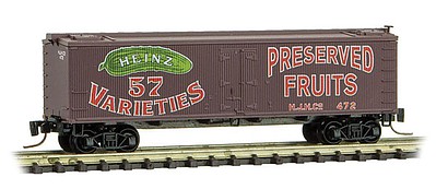 Micro-Trains 40 Wood-Sheathed Ice Reefer - Ready to Run Heinz 472 (Boxcar Red, red, green, Preserved Fruits, Heinz Series 2) - Z-Scale