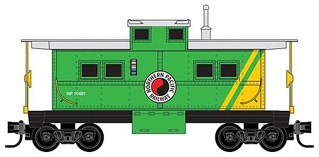 Micro-Trains Steel Center-Cupola Caboose - Ready to Run Northern Pacific 1135 green, yellow, silver, Monad Logo) - Z-Scale