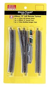 Micro-Trains 13-Degree Remote Turnout - Left Hand Z Scale Nickel Silver Model Train Track #99040914