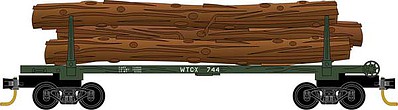 Micro-Trains 30 Skeleton Log Car with Log Load 4-Pack - Ready to Run Weyerhaeuser WTCX 744, 751, 762, 772 (green) - N-Scale