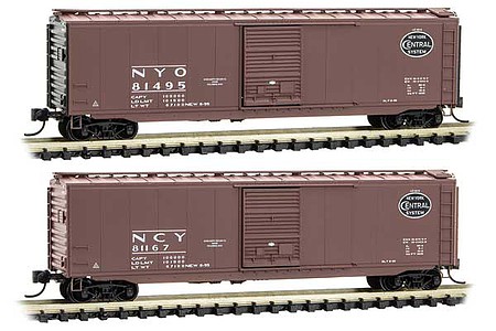 Micro-Trains 50 Single-Door Boxcar 2-Pack - Ready to Run New York Central NYO 81495, NCY 81167 (April Fools, Boxcar Red, white, black - N-Scale