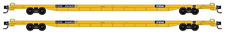 Micro-Trains 894 Flatcar 2-Pack - Ready to Run TTX FTTX #254431, 940853 (yellow, black) - N-Scale