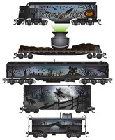 Micro-Trains Wicked Night Flyer Halloween Train-Only Set Standard DC EMD FT-A Diesel, 4 Cars, Cauldron Load Kit N-Scale