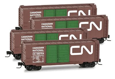 Micro-Trains 40 Double-Door Boxcar Canadian National 4 Pack Z Scale Model Train Freight Car #99400065
