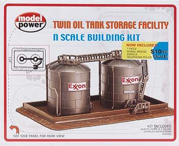 Model-Power Twin Oil Tank Storage Facility Kit N Scale Model Railroad Building #1471