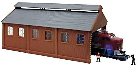 Model-Power Loco Maintenance with Dummy Loco Built-Up N Scale Model Railroad Building #2564