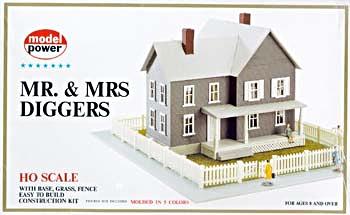 Model-Power Mr. & Mrs. Diggers House Kit HO Scale Model Railroad Building #489