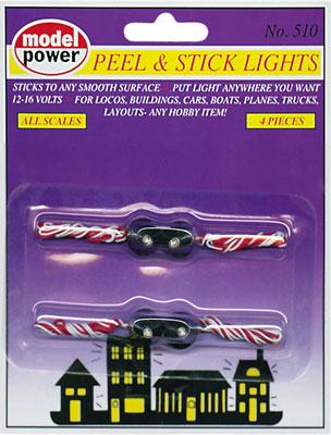 Model-Power Peel/Stick Lights 12-16V (4) Model Railroad Light Bulb #510
