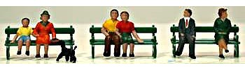 Model-Power Sitting Figures with Bench (6) HO Scale Model Railroad Figure #5725