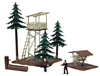 Model-Power Ranger Lookout with Trees Built-Up HO Scale Model Railroad Building #644