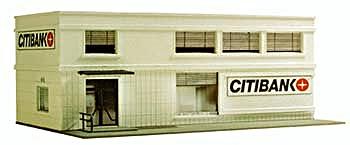 Model-Power Citibank Built-Up HO Scale Model Railroad Building #675