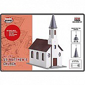 Model-Power St Matthews Church Built-Up HO Scale Model Railroad Building #785
