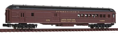 Model-Power Heavyweight Combine Pennsylvania (Brown) N Scale Model Train Freight Car #88626