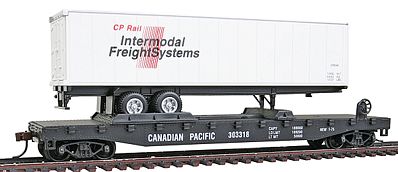Model-Power 51 Heavyweight Flatcar w/40 Trailer Canadian Pacific HO Scale Model Train Freight Car #98354