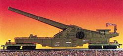 Model-Power Army Flatcar w/Big Cannon HO Scale Model Train Freight Car #99163