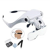 Magnifiers Professional 2-in-1 Illuminated Headband Magnifier w/5 Multiple Interchangeable Lens 1.0x-3.5x Power (Bx)