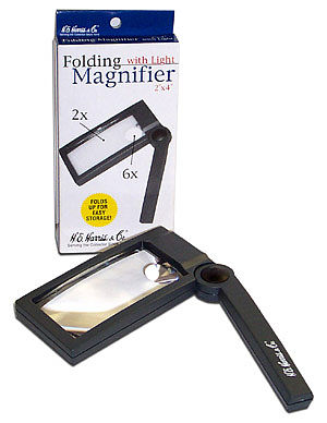 Magnifiers-Inc 2 x 4 Lighted Folding Magnifier 2x & 6x Power