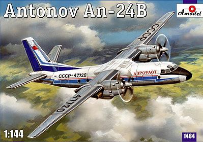 A-Model-From-Russia Antonov An24B Passenger Airliner Plastic Model Airplane Kit 1/144 Scale #1464
