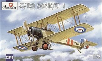 A-Model-From-Russia Avro 504K/U1 Two-Seater Trainer/Recon BiPlane Plastic Model Airplane Kit 1/72 Scale #72146