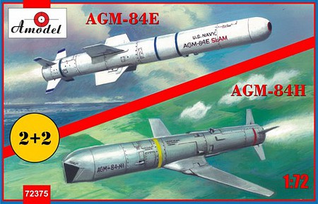 A-Model-From-Russia AGM84E & AGM84H Missiles on Trolleys (2 Kits) Plastic Model Airplane Kit 1/72 Scale #72375