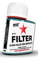 MIG Enamel Clear Blue Filter for Metallics 35ml Bottle Hobby and Model Enamel Paint #f428