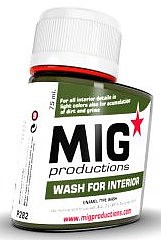 MIG Enamel Wash for Interior 75ml Bottle Hobby and Model Enamel Paint #p282