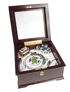 Mr-Christmas Illuminated Music Box w/Glass Lid