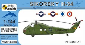 Mark-I Sikorsky H34 In Combat Helicopter Plastic Model Helicopter Kit 1/144 Scale #144148