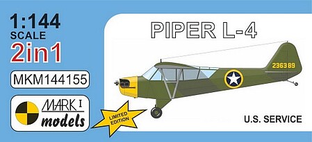 Mark-I Piper L4 US Service Aircraft (2 in 1) Plastic Model Aircraft Kit 1/144 Scale #144155