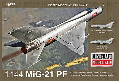 Minicraft MIG 21 Plastic Model Airplane Kit 1/144 Scale #14677