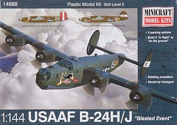 Minicraft B-24H/J USAAF/CAF w/2 Marking Options Plastic Model Airplane Kit 1/144 Scale #14688