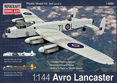 Minicraft Avro Lancaster RAF/RCAF w/2 Marking Options Plastic Model Airplane Kit 1/144 Scale #14689