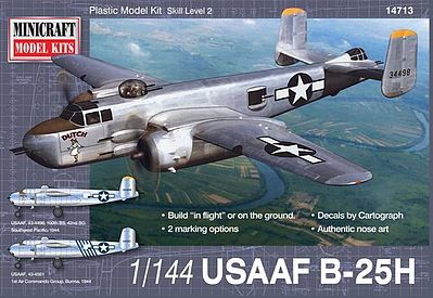 Minicraft B-25H USAAF with 2 Marking Options Plastic Model Airplane Kit 1/144 Scale #14713