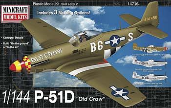 Minicraft P-51D USAAF with 2 Marking Options Plastic Model Airplane Kit 1/144 Scale #14716