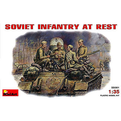 Mini-Art WWII Soviet Infantry at Rest (4) Plastic Model Military Figure 1/35 Scale #35001