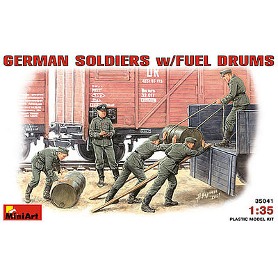 Mini-Art German Soldiers with Fuel Drums Plastic Model Military Figure 1/35 Scale #35041