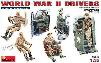 Mini-Art WWII Drivers (6 figures) Plastic Model Military Figure 1/35 Scale #35042