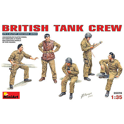 Mini-Art British Tank Crew (5) Plastic Model Military Figure 1/35 Scale #35078