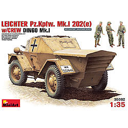 Mini-Art Leichter Pz.Kpfw MkI 202(e) w/Crew Dingo MkI Plastic Model Armored Car Kit 1/35 #35082