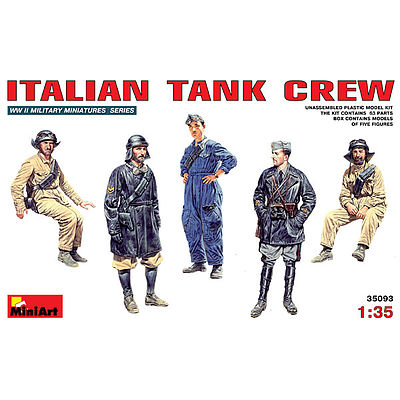 Mini-Art Italian Tank Crew (5) Plastic Model Military Figure 1/35 Scale #35093