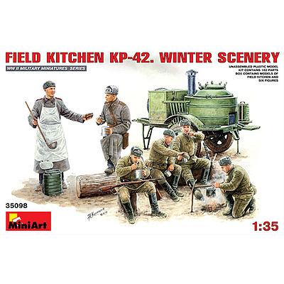 Mini-Art Field Kitchen KP42 Winter Scenery Plastic Model Military Diorama Kit 1/35 Scale #35098