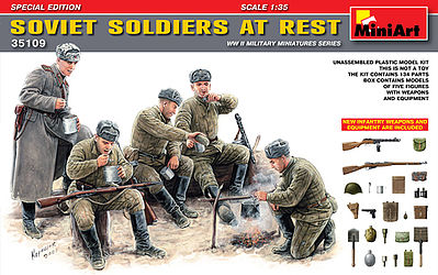 Mini-Art Soviet Soldiers at Rest Special Edition Plastic Model Military Figure 1/35 Scale #35109
