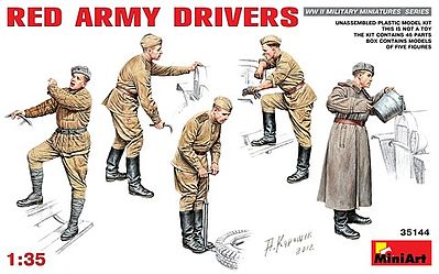 Mini-Art WWII Russian Red Army Drivers (5) Plastic Model Military Figure Kit 1/35 Scale #35144