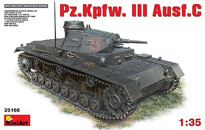 Mini-Art PzKpfw III Ausf C Tank Plastic Model Military Vehicle Kit 1/35 Scale #35166