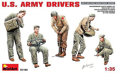 Mini-Art US Army Drivers (5) Plastic Model Military Figure Kit 1/35 Scale #35180