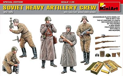 Mini-Art Soviet Heavy Artillery Crew (5) Plastic Model Military Figure Kit 1/35 Scale #3518