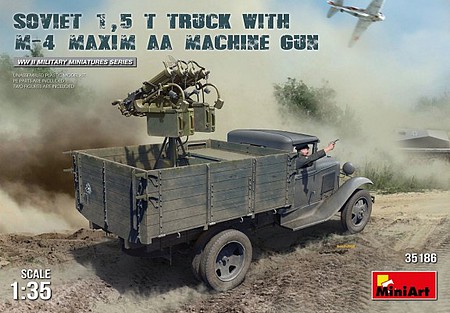 Mini-Art Soviet 1.5 T Truck with M4 Maxim AA Machine Gun Plastic Model Military Kit 1/35 #35186