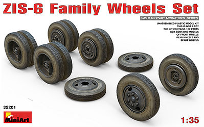 Mini-Art ZIS-6 Family Wheels Set Plastic Model Vehicle Accessory 1/35 Scale #35201