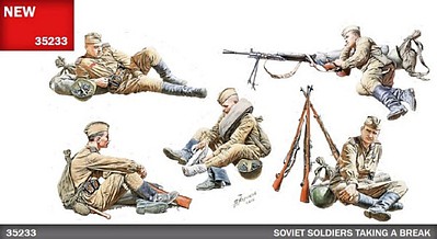 Mini-Art Soviet Soldiers Taking a Break (5) Plastic Model Military Figure Kit 1/35 Scale #35233